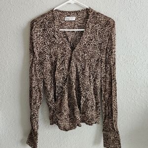 Flynn Skye Leopard Print Long Sleeve Blouse